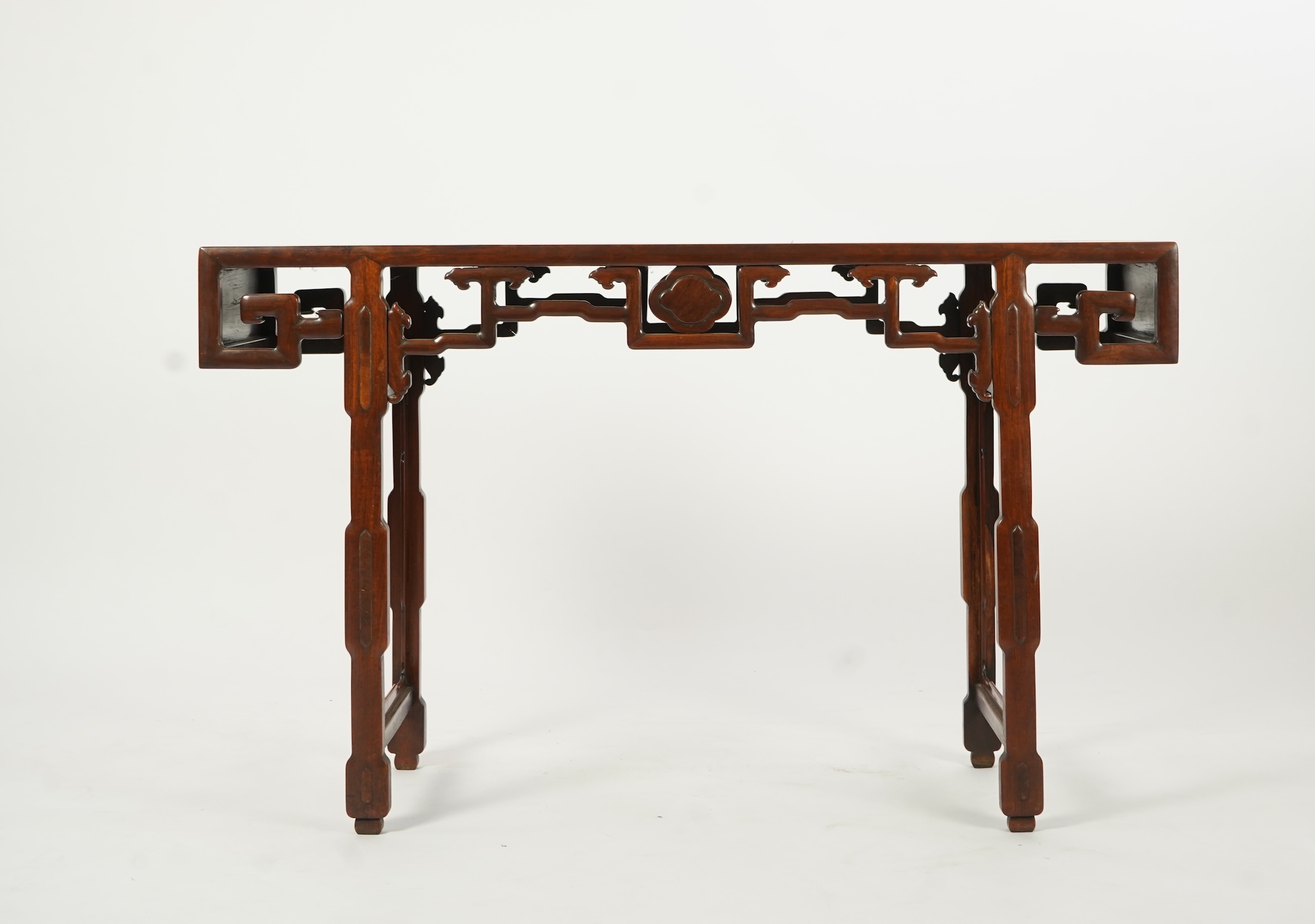 A Chinese hongmu and burrwood panelled altar table, late 19th century